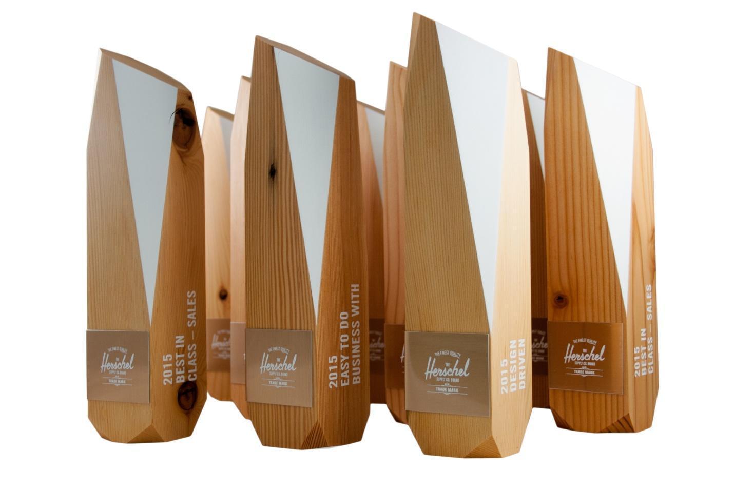 Handcrafted wood awards